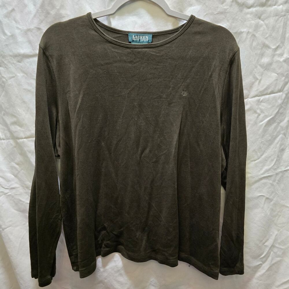 Vintage Lauren Ralph Lauren army green silk/wool blend long sleeve shirt 2X
